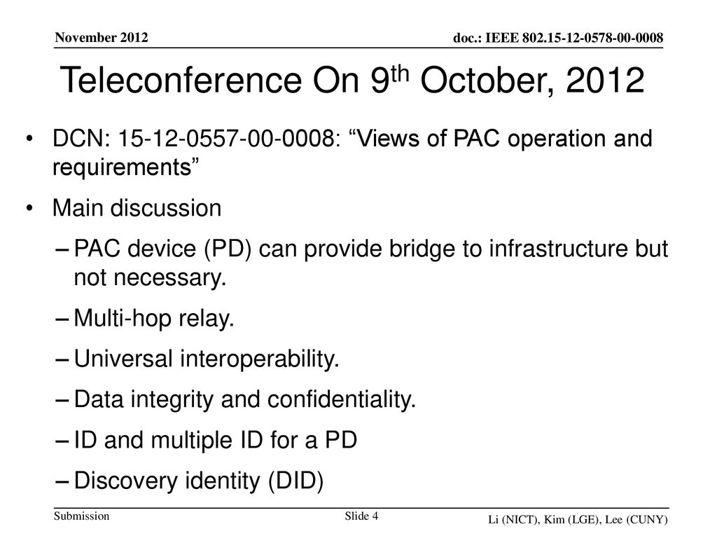 Teleconference On 9th October, 2012
