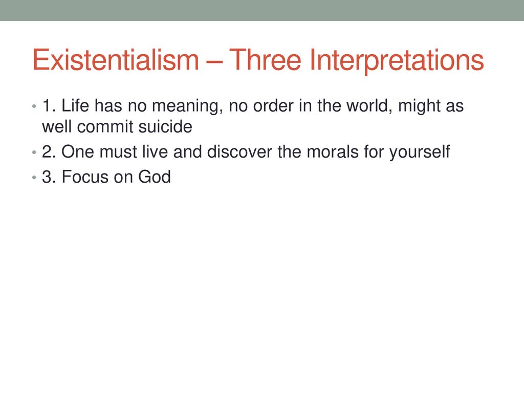 Existentialism – Three Interpretations