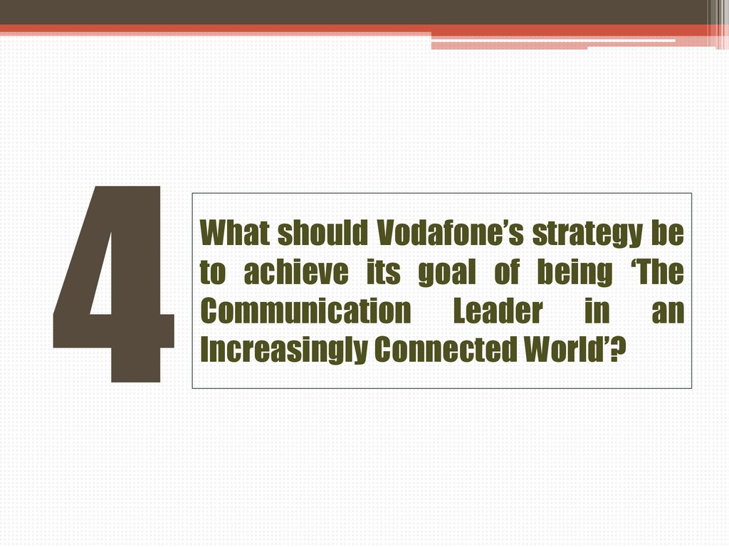 4 What should Vodafone’s strategy be to achieve its goal of being ‘The Communication Leader in an Increasingly Connected World’
