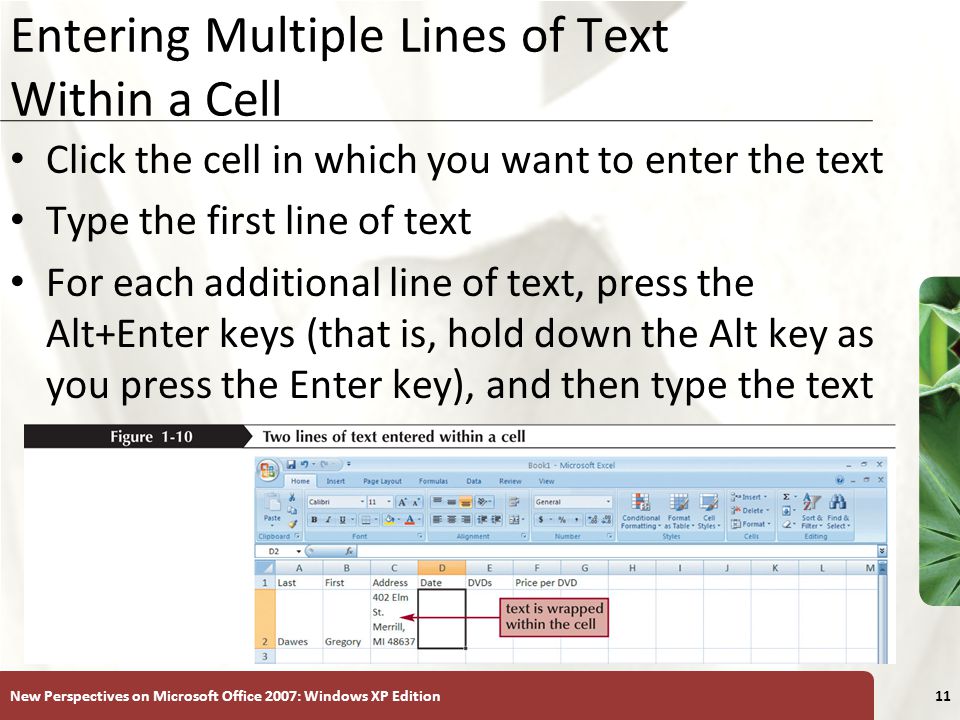 Entering Multiple Lines of Text Within a Cell