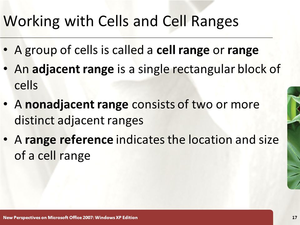 Working with Cells and Cell Ranges