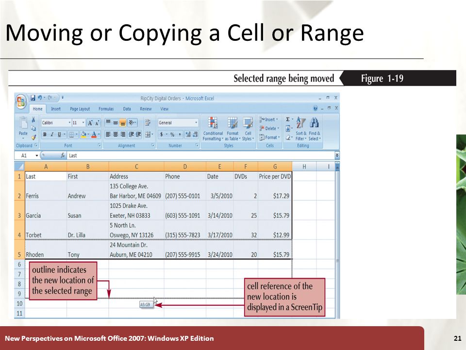 Moving or Copying a Cell or Range