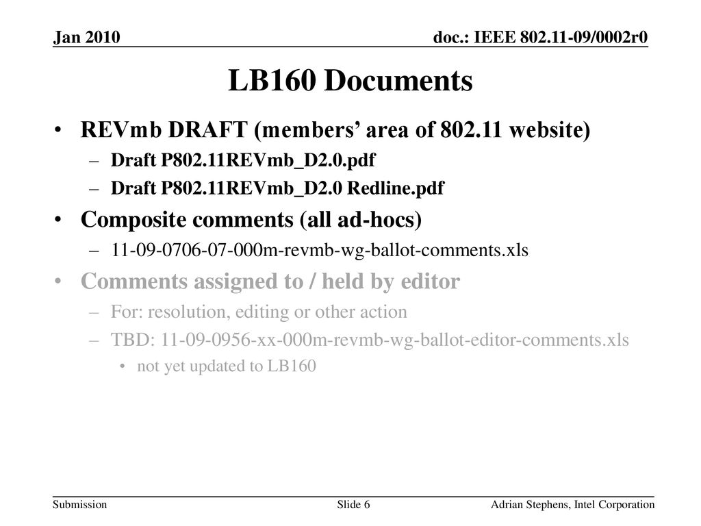 LB160 Documents REVmb DRAFT (members’ area of website)