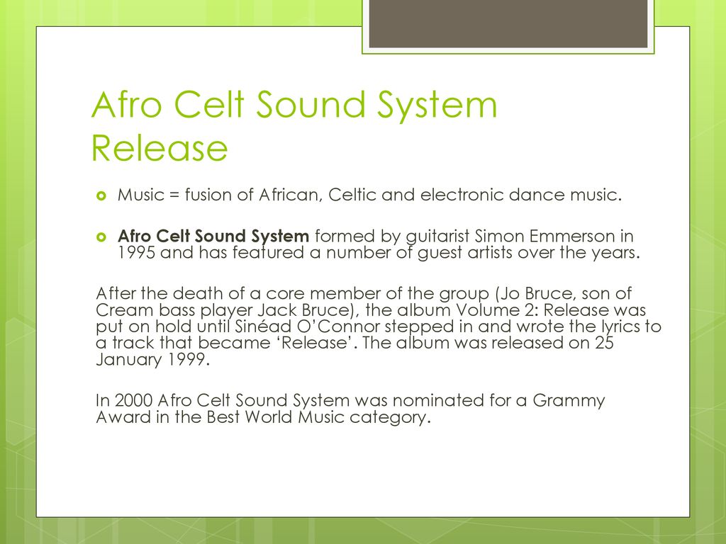 Set Work 'Release' – Afro Celt Sound System - ppt download