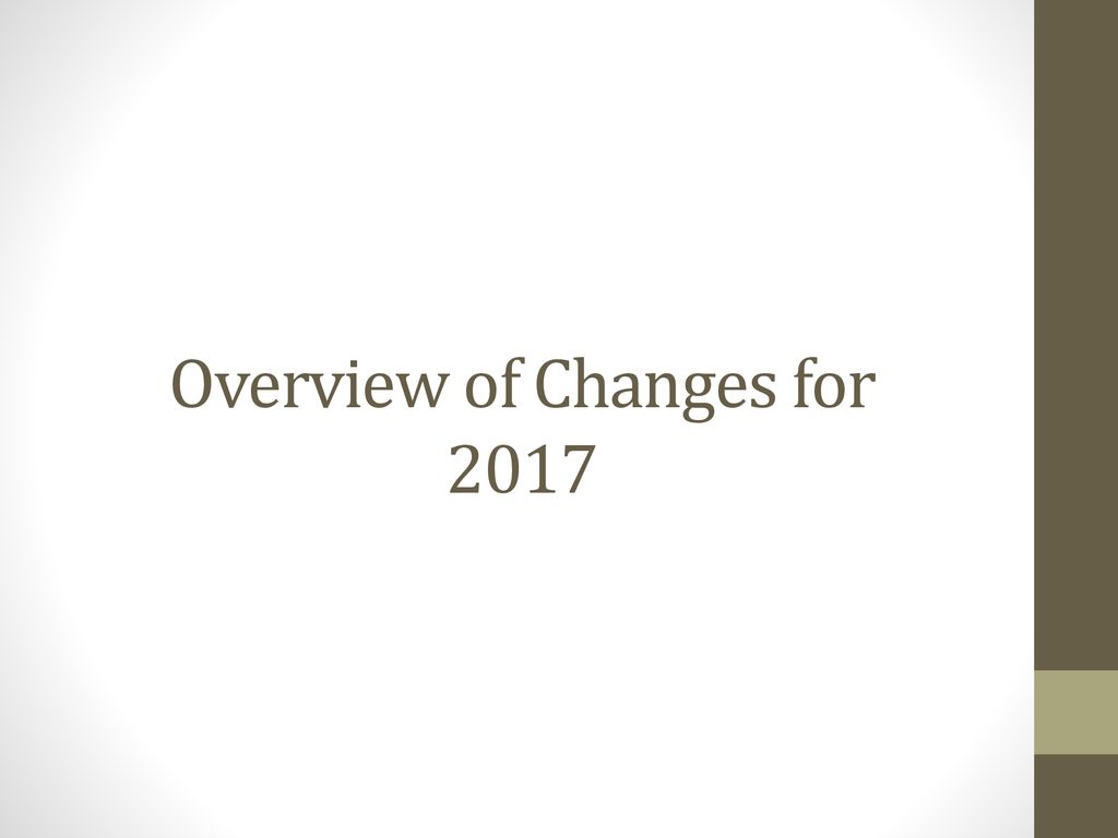 Overview of Changes for 2017