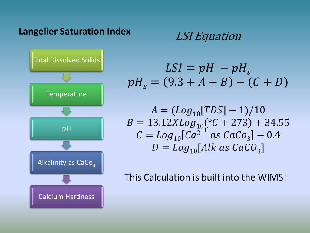 Langelier Saturation Index Study Using Trending for WTP Optimization - ppt  download