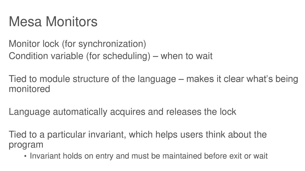 Processes and Monitors in Mesa (Lecture 6, cs262a) - ppt download