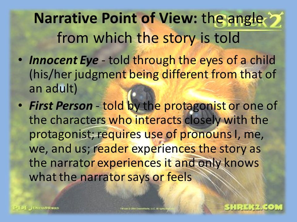 Narrative Point of View: the angle from which the story is told