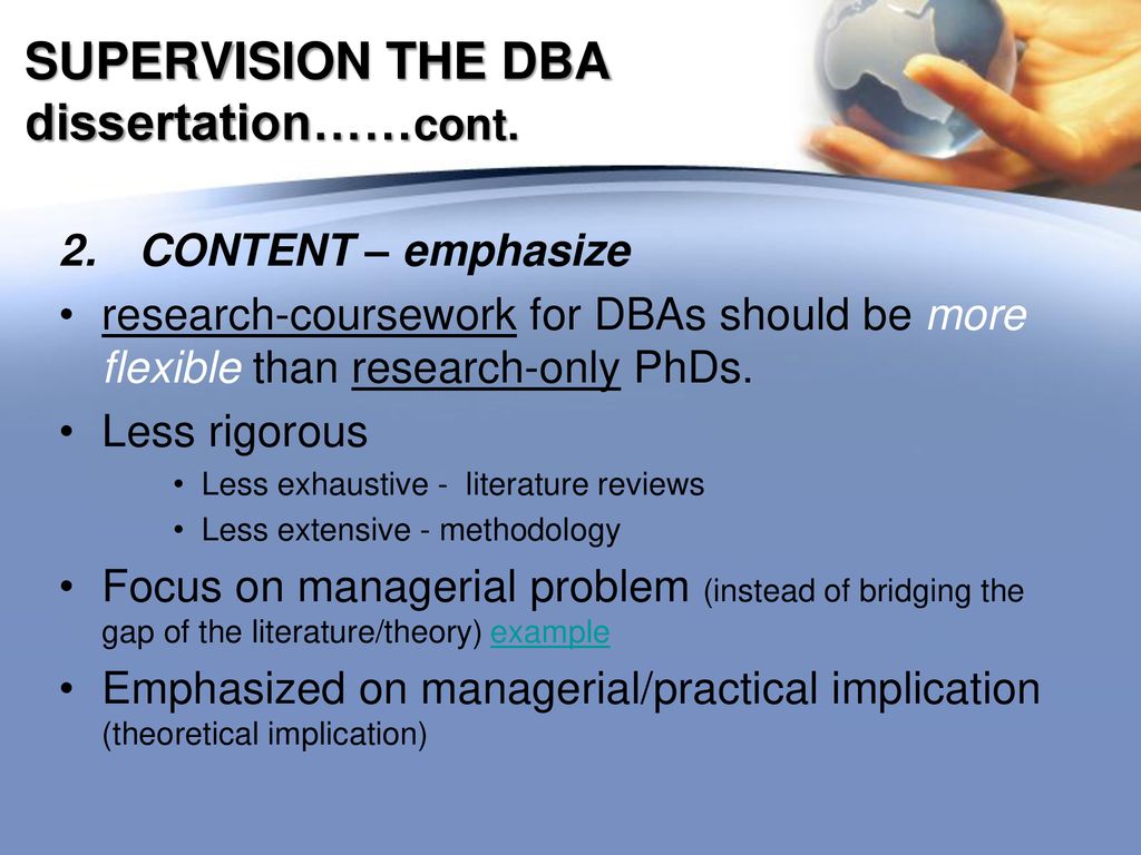 SUPERVISION THE DBA dissertation……cont.