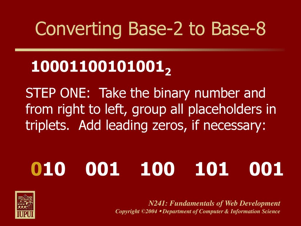 Converting Base-2 to Base-8