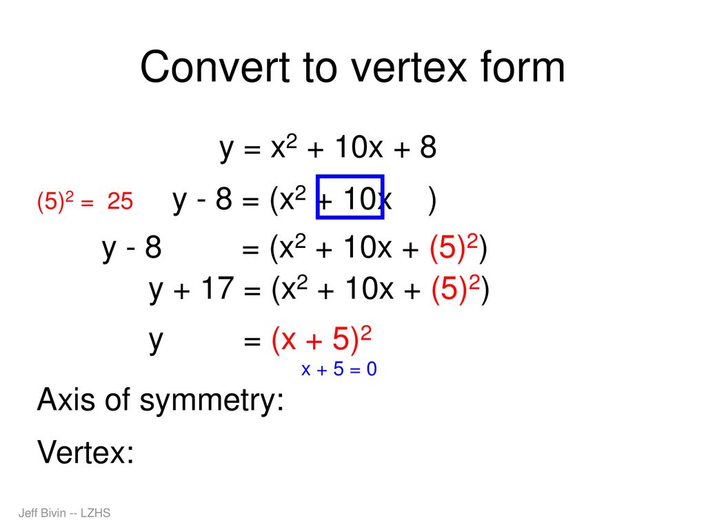 Solving Quadratics By Completing The Square Quadratic Formula Ppt Download