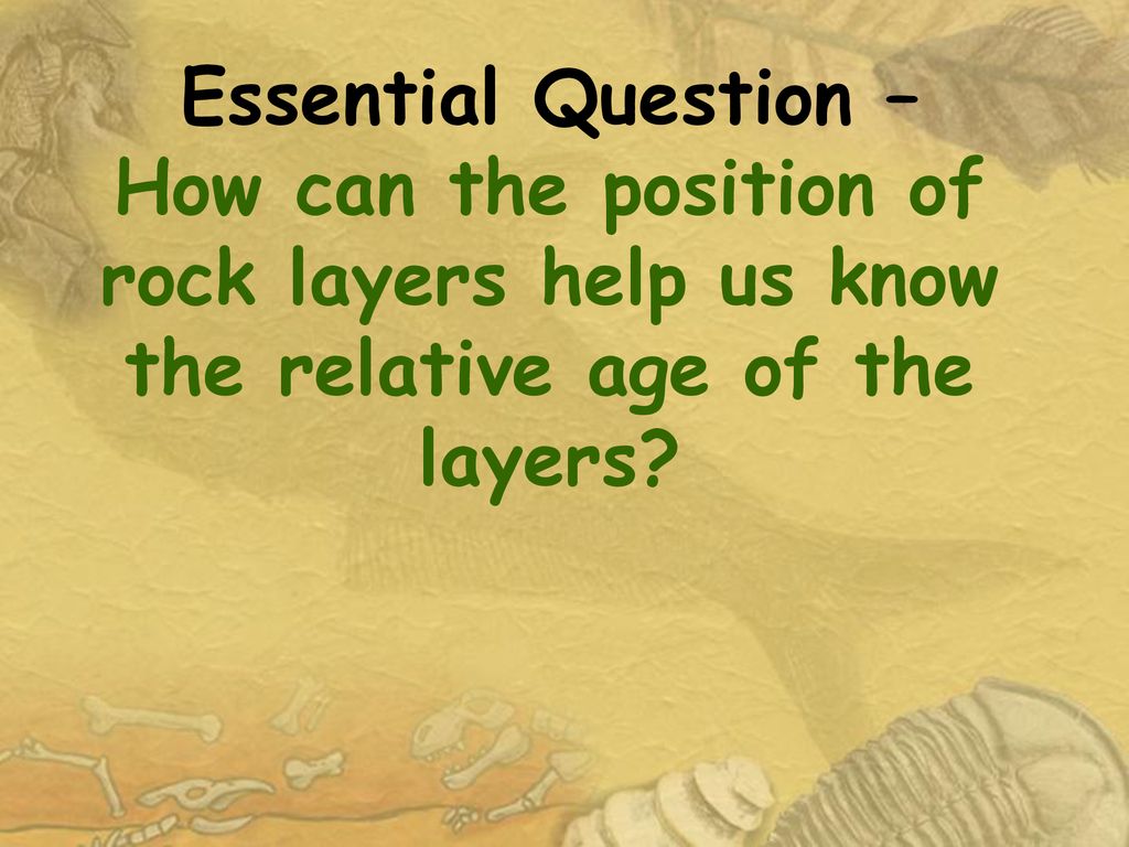 Essential Question – How can the position of rock layers help us know the relative age of the layers