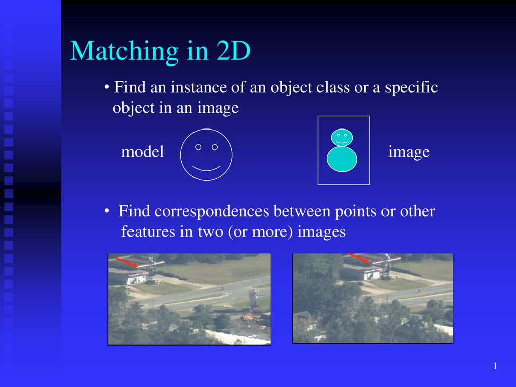 Matching in 2D Find an instance of an object class or a specific