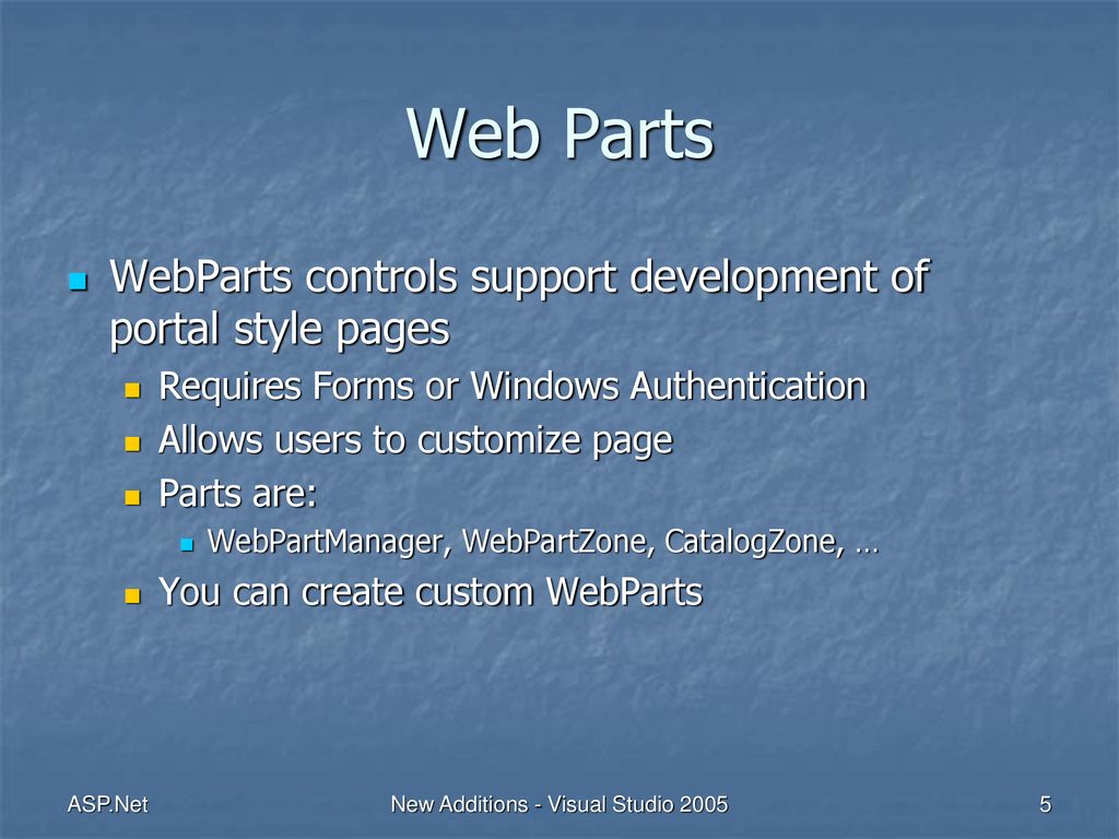 Other Asp.Net Elements ASP.Net 2.0 – Visual Studio ppt download