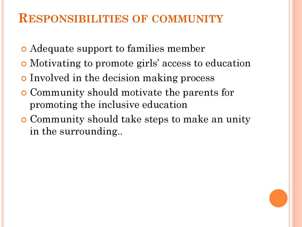 Roles and responsibilities of stakeholders in inclusive education