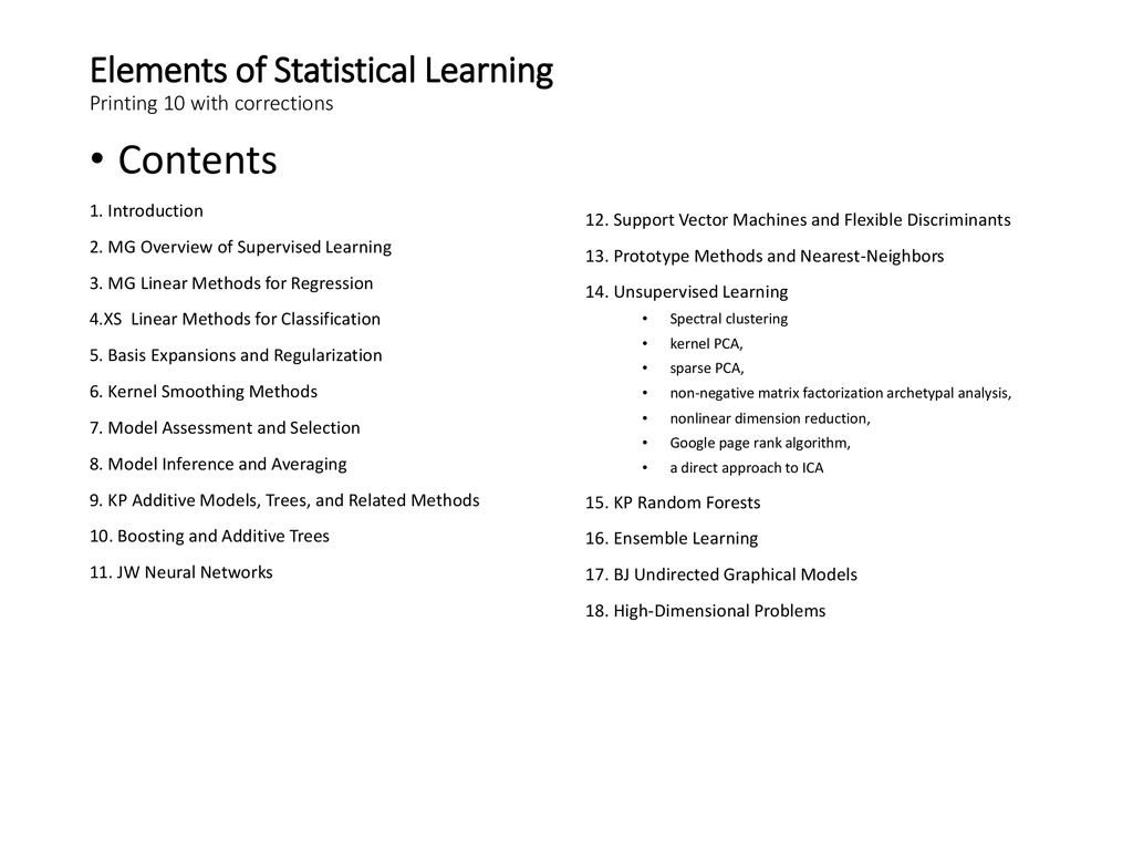 Elements of Statistical Learning Printing 10 with corrections