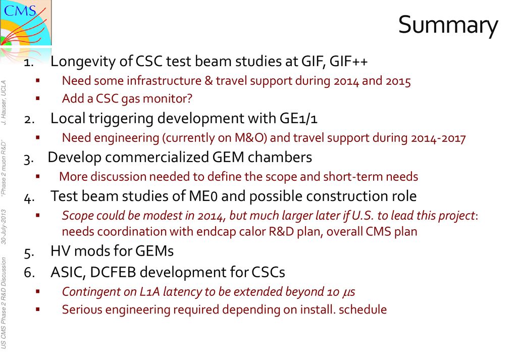 Summary Longevity of CSC test beam studies at GIF, GIF++
