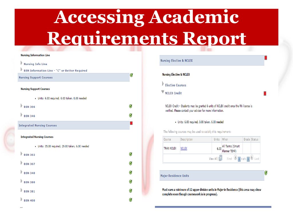 Accessing Academic Requirements Report