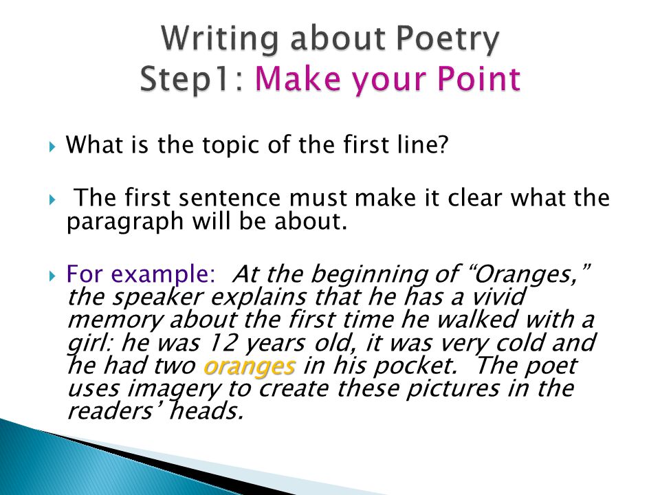 Writing about Poetry Step1: Make your Point