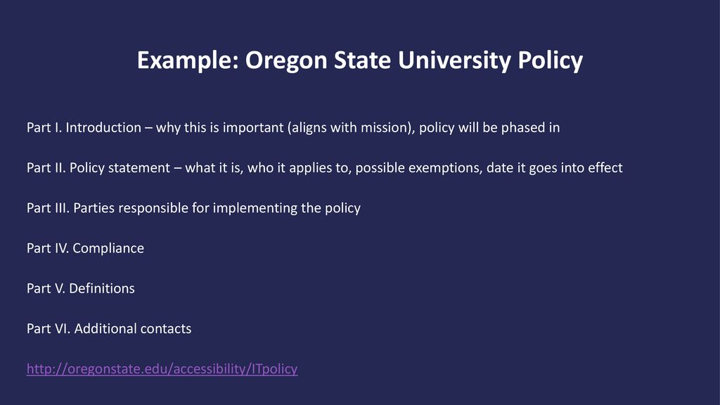 Example: Oregon State University Policy