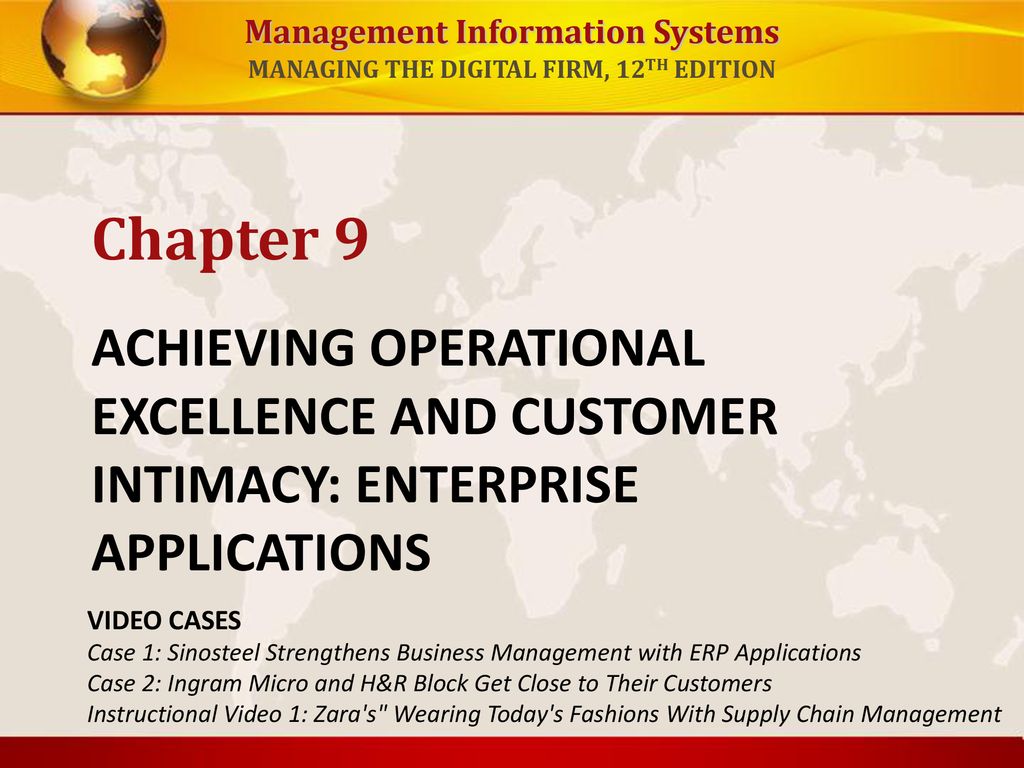 Chapter 9 ACHIEVING OPERATIONAL EXCELLENCE AND CUSTOMER INTIMACY: ENTERPRISE APPLICATIONS. VIDEO CASES.