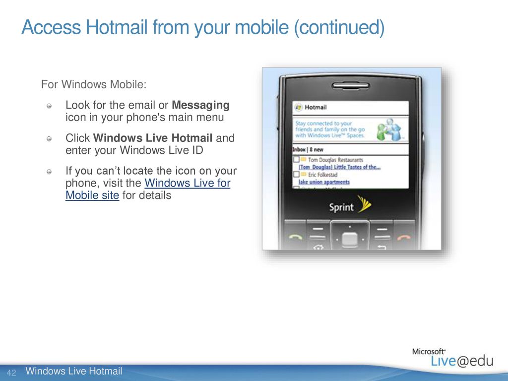 Live hotmail mobile Hotmail