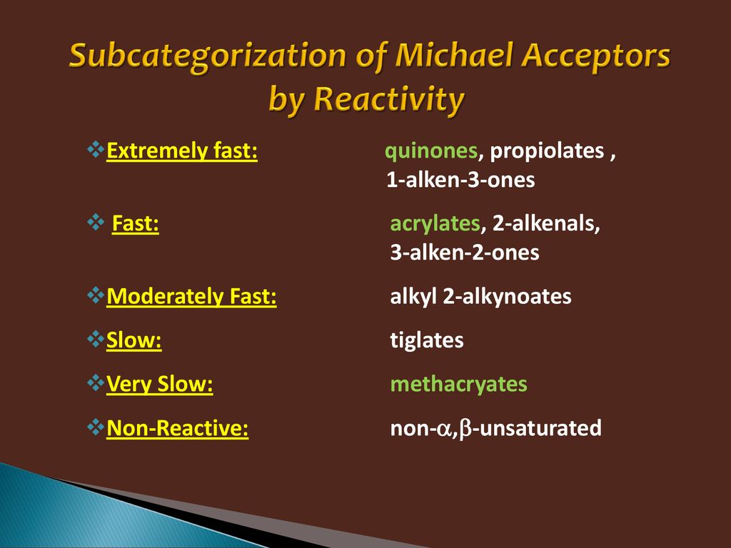 Subcategorization of Michael Acceptors by Reactivity