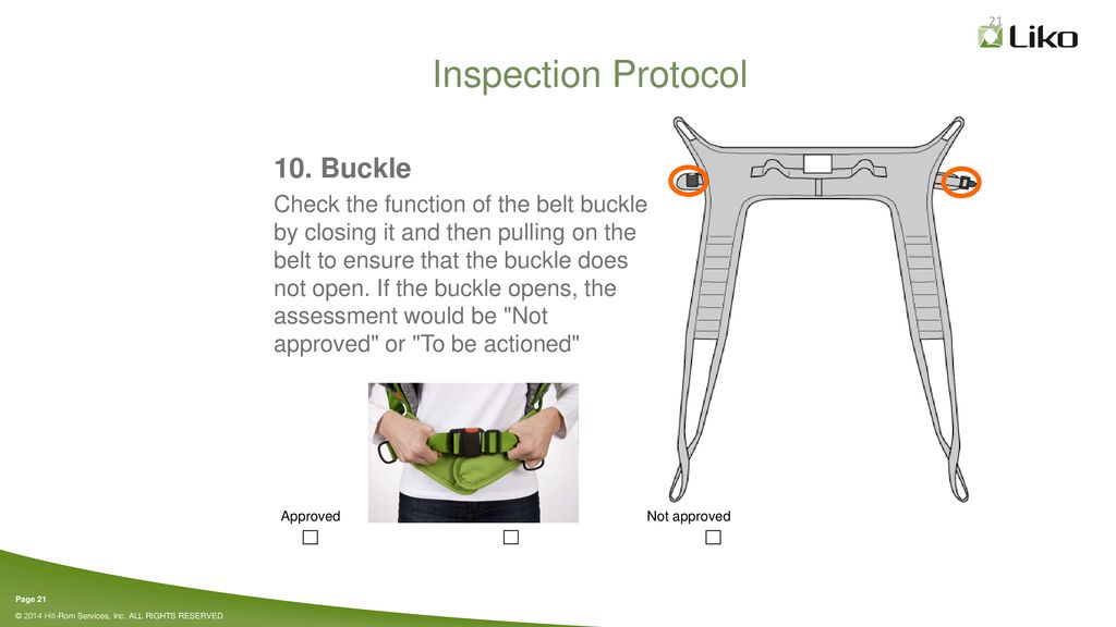 Inspection Protocol 10. Buckle