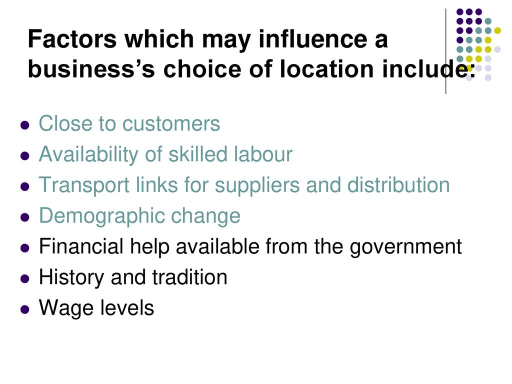 What are the factors that influence business location?