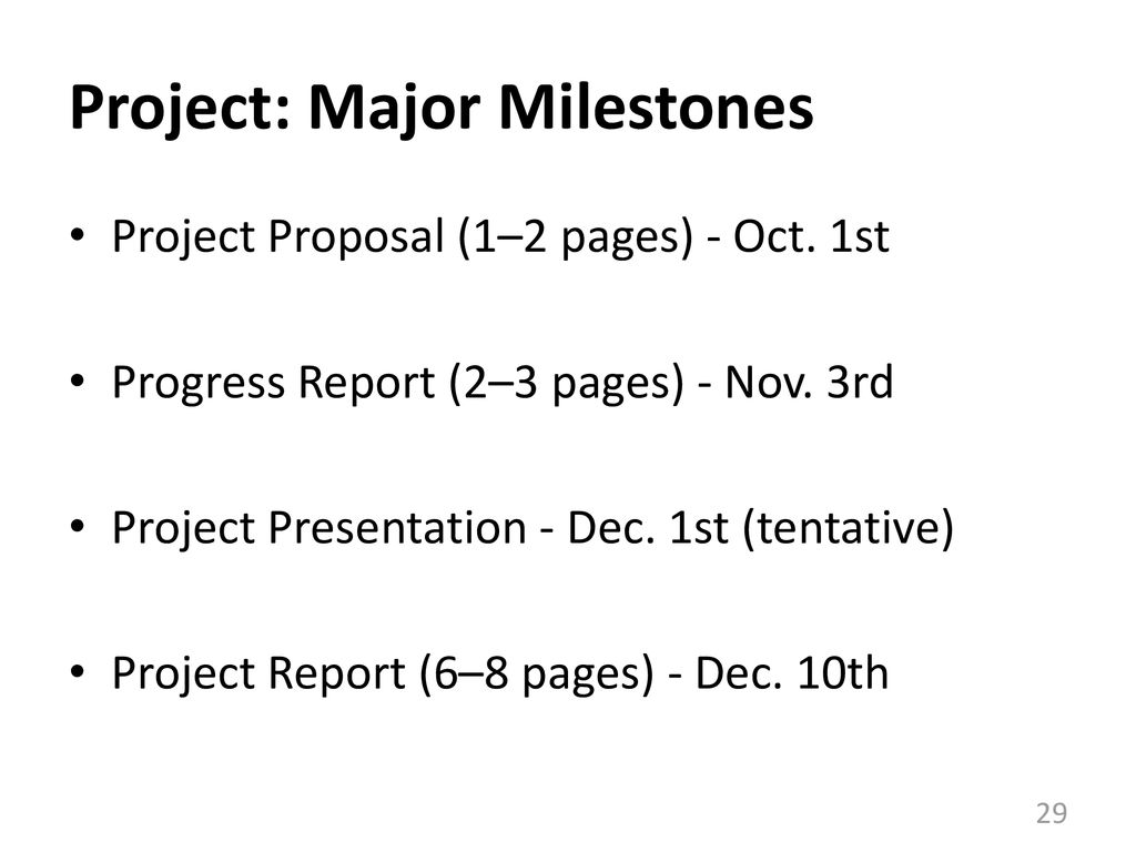 Project: Major Milestones