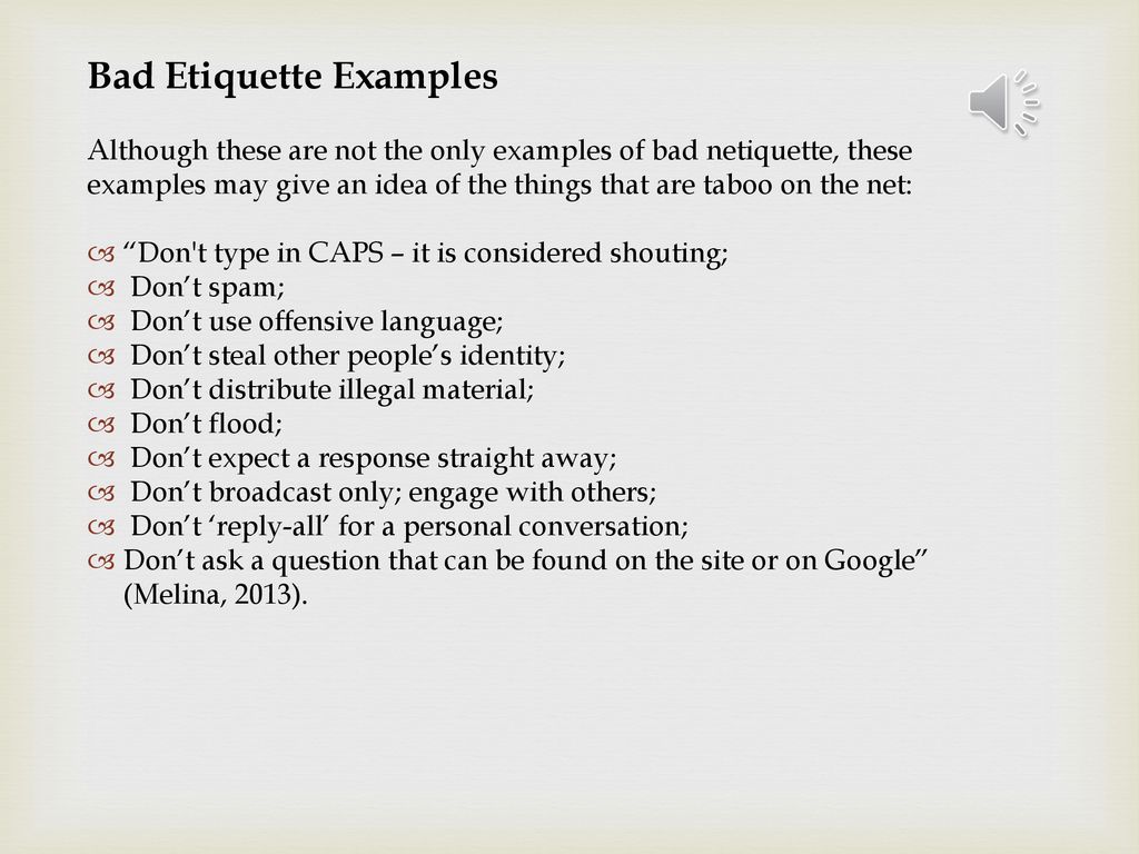 Examples of internet etiquette
