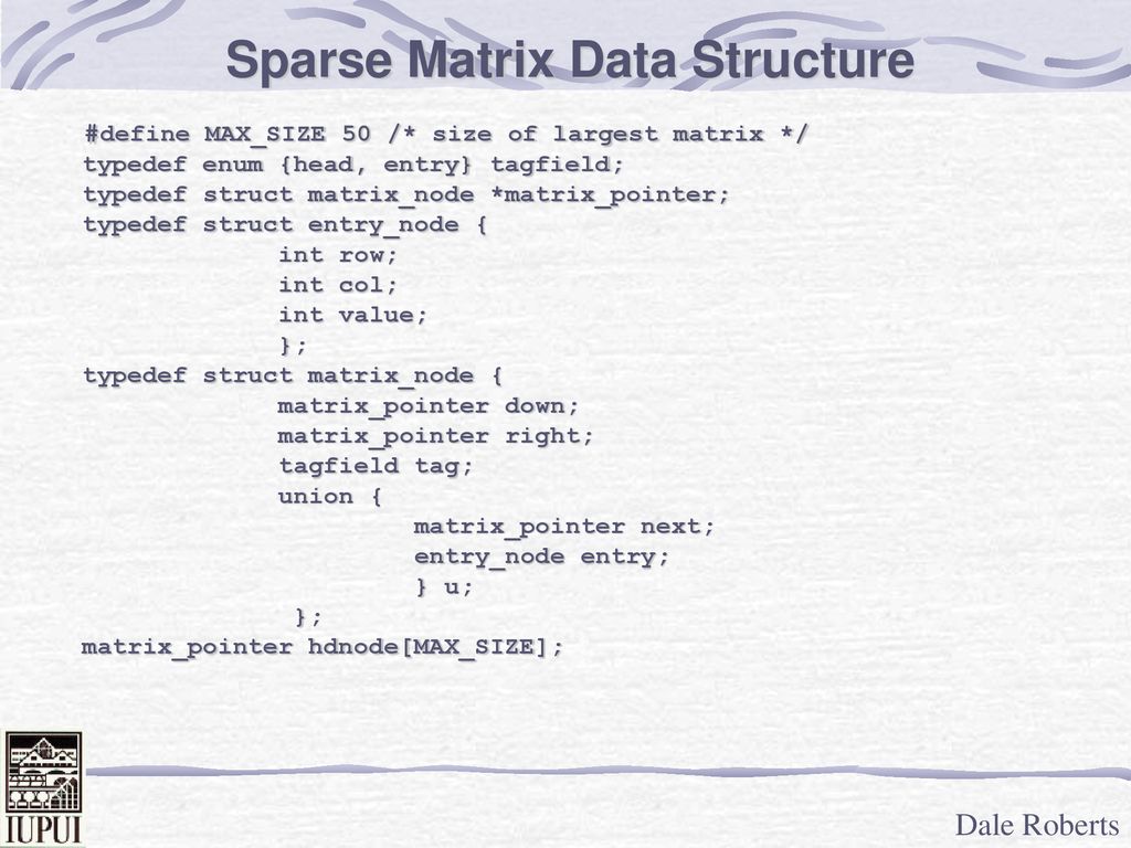Abstract Data Types Sparse Matrices CSCI ppt download