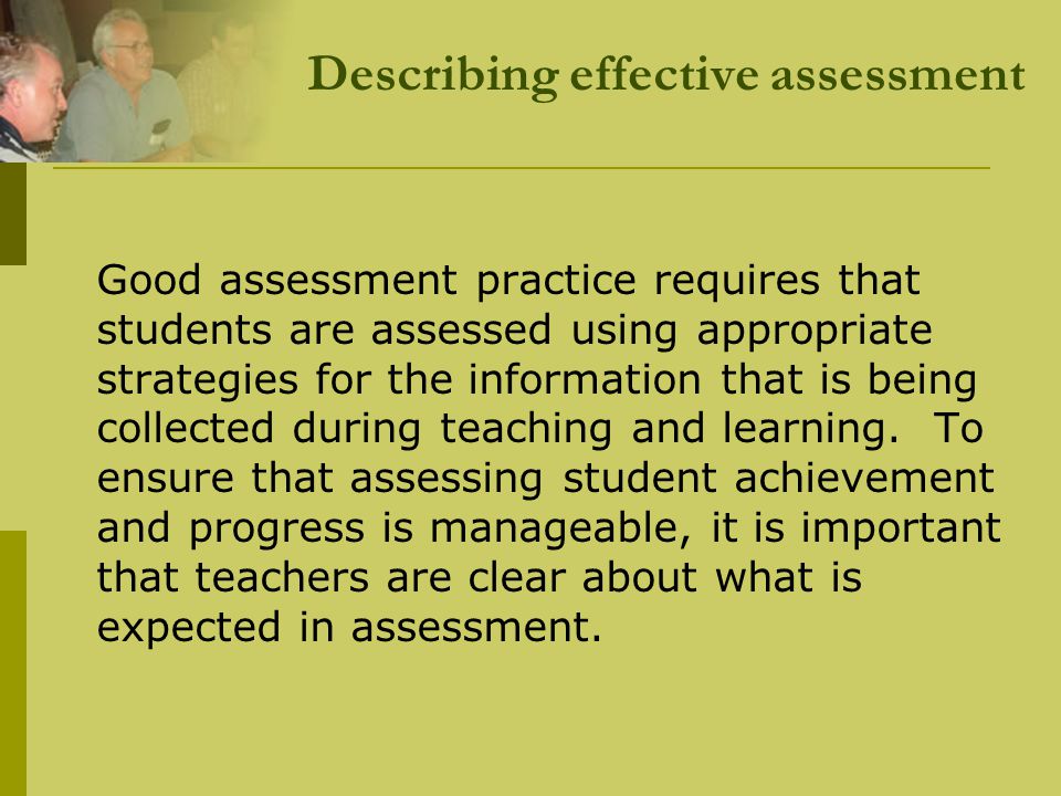 Describing effective assessment