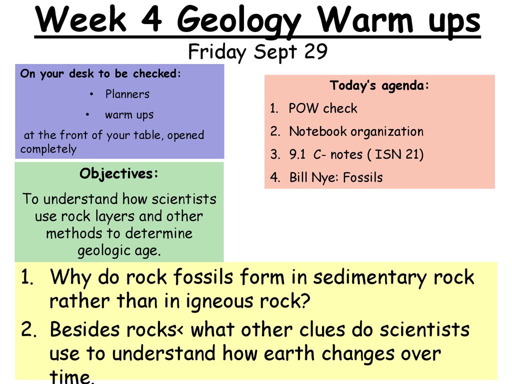 Week 21 Geology Warm ups Monday Sept ppt download Inside Bill Nye Fossils Worksheet