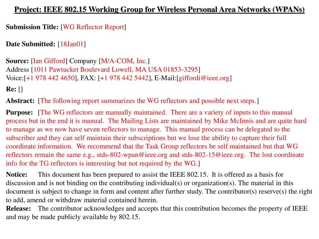 doc.: IEEE /056r0 January Project: IEEE Working Group for Wireless Personal Area Networks (WPANs)
