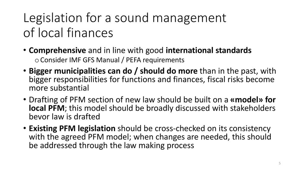 Legislation for a sound management of local finances