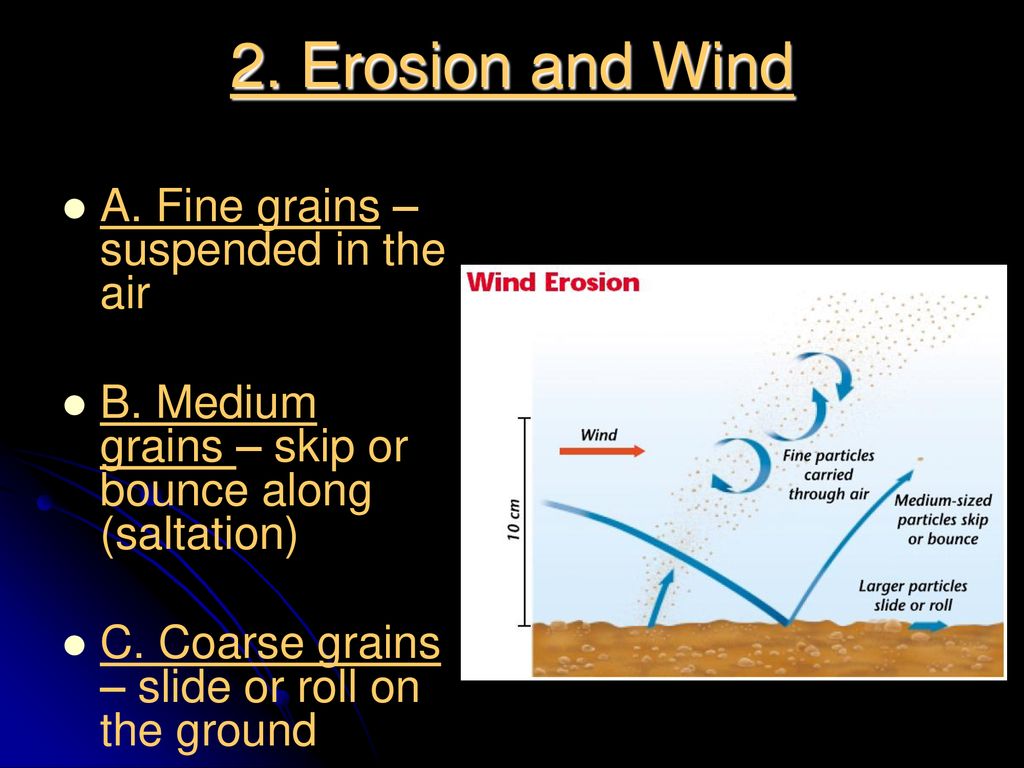 2. Erosion and Wind A. Fine grains – suspended in the air