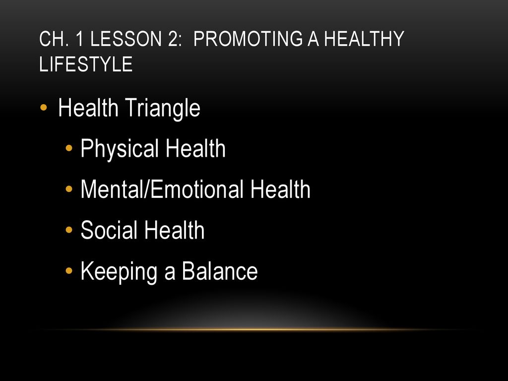 Ch. 1 lesson 2: Promoting a healthy Lifestyle