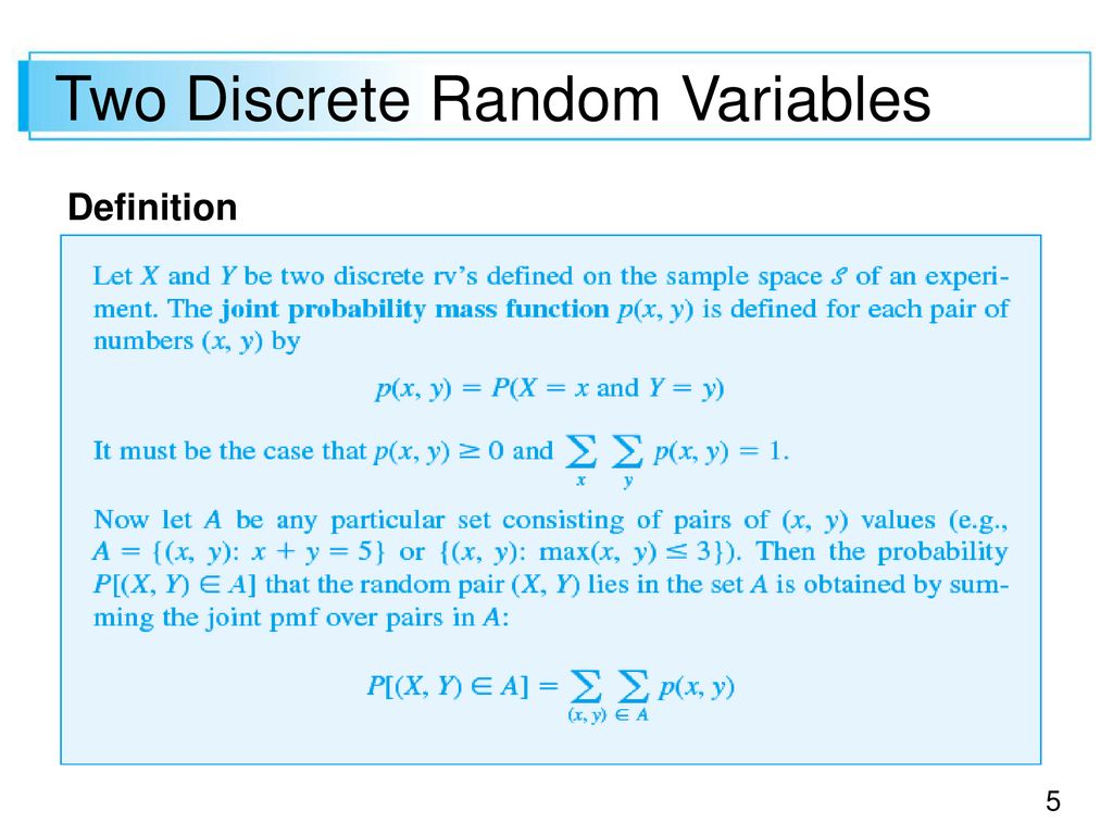 Joint Probability Distributions And Random Samples Ppt Download