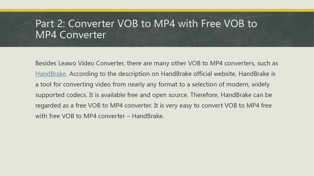 How to convert vob to mp4 with vob to mp4 converter ppt download