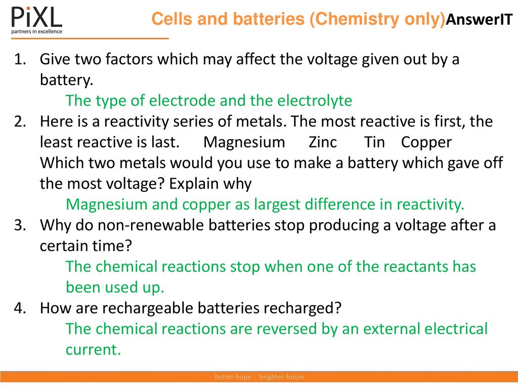Cells and batteries (Chemistry only)AnswerIT