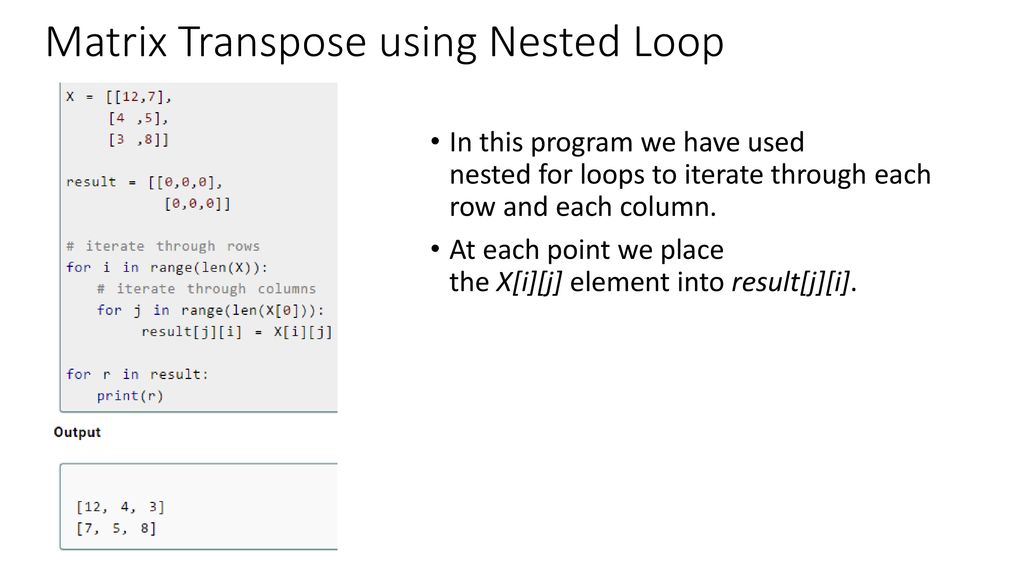 for loop matrix r for loop matrix r