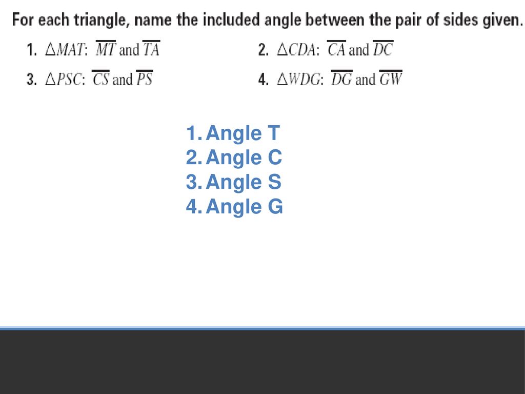Angle T Angle C Angle S Angle G