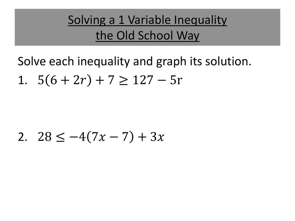 Day 42 November 2nd Objective Learn How To Solve Linear Inequalities With One Variable And How To Represent The Solutions On A Number Line By Finding Ppt Download