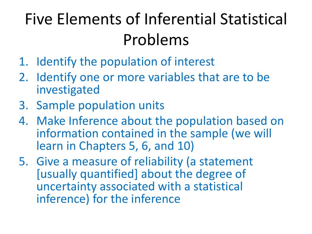 Five Elements of Inferential Statistical Problems