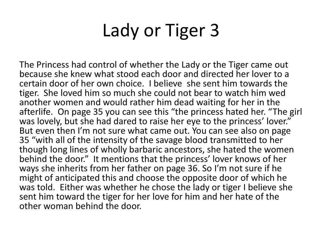 analysis of the lady or the tiger