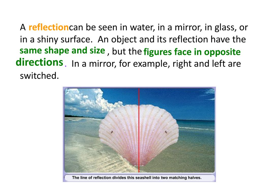 A. can be seen in water, in a mirror, in glass, or in a shiny surface