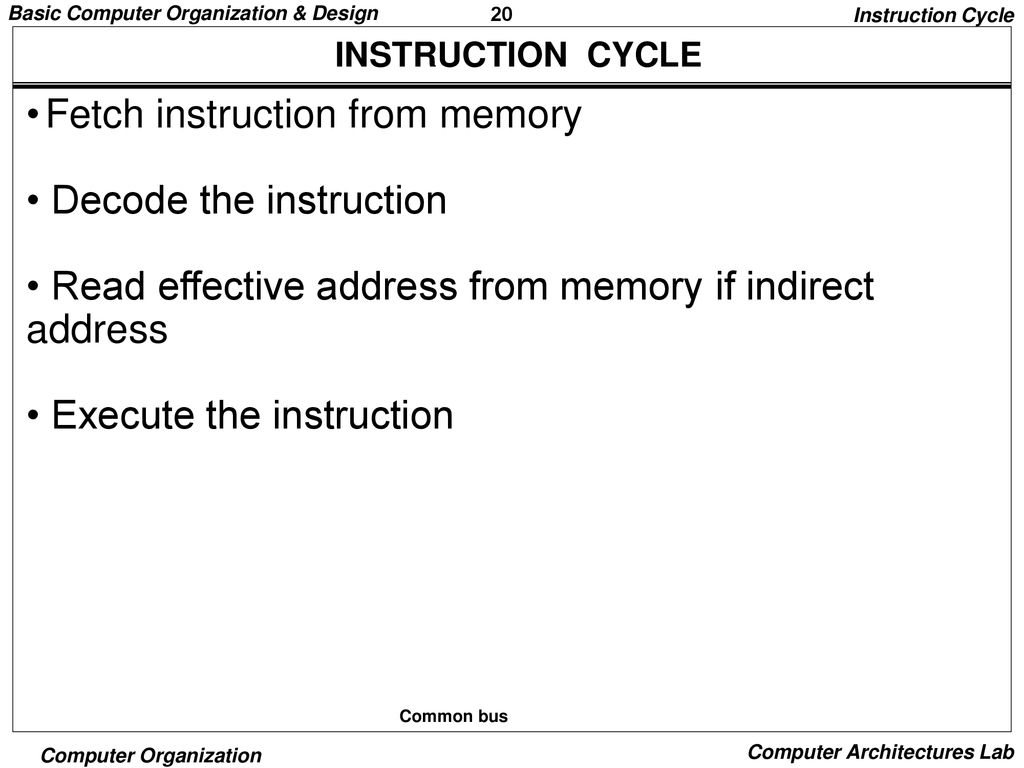• Fetch instruction from memory • Decode the instruction
