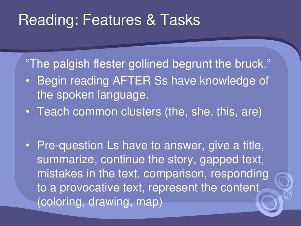 Reading: Features & Tasks