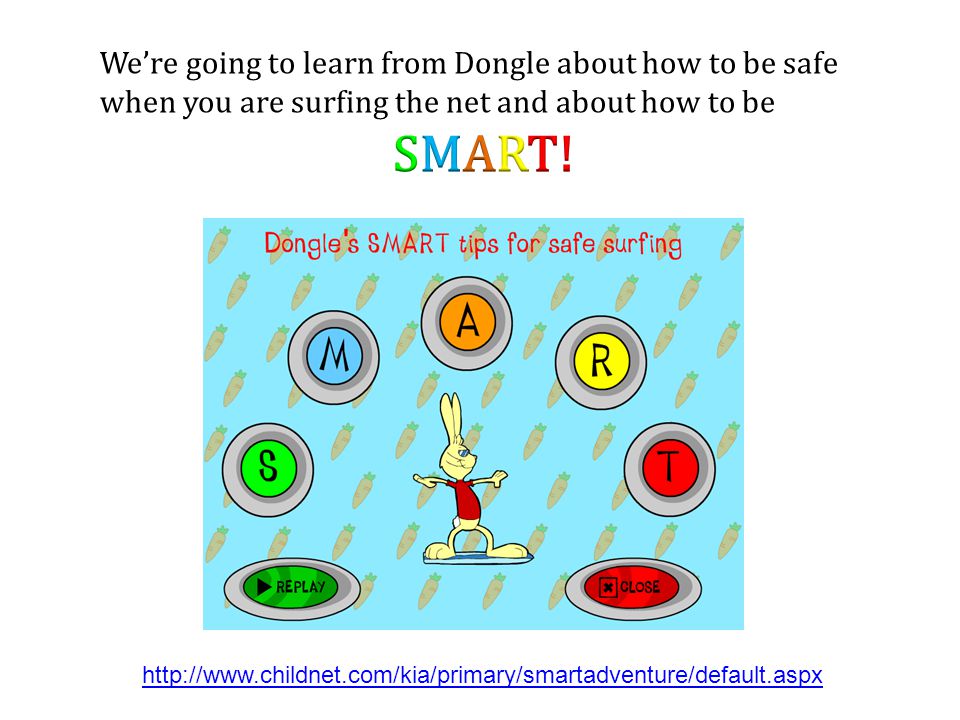 We’re going to learn from Dongle about how to be safe when you are surfing the net and about how to be